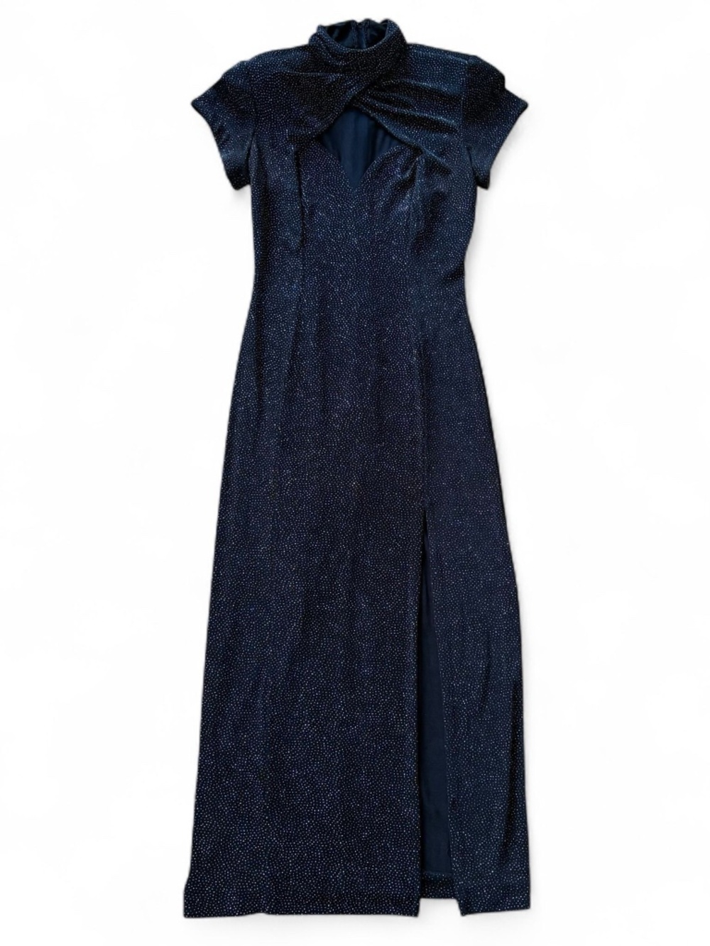Vintage Black Glitter Mock Neck Dress Made in USA